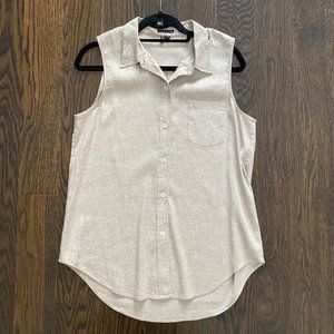 Theory Tan Linen Sleeveless Top